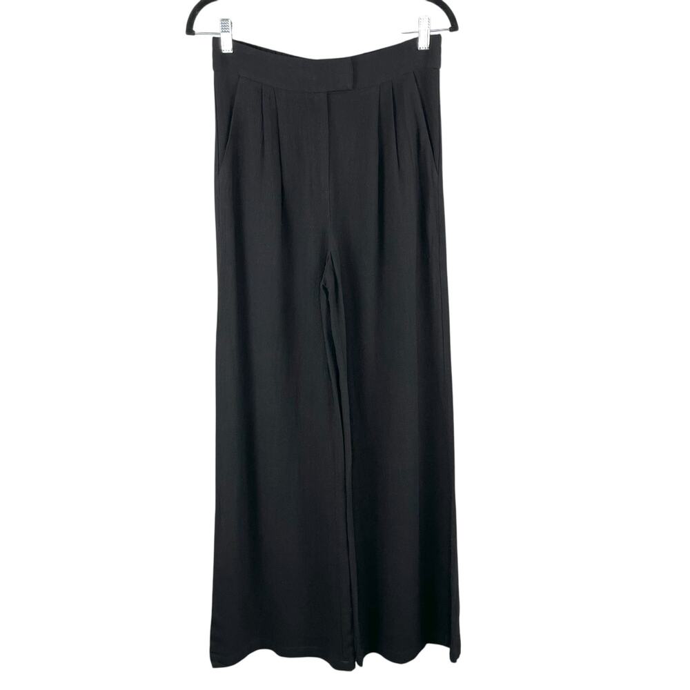 Rumored Shoreside Black Linen Blend Wide Leg Trouser Pants NWT XS Pleated High